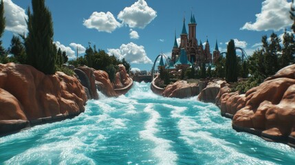 Thrilling Artificial Rapids Water Ride in Daylight