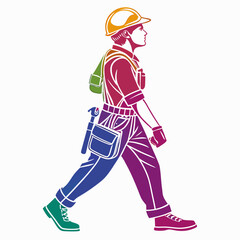 Construction worker vector silhouette illustration isolated on white background