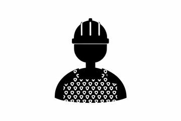 Obraz premium Construction worker icon vector silhouette illustration isolated on white background