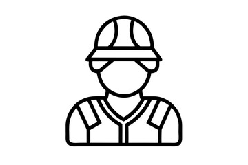 line art Construction worker vector silhouette illustration isolated on white background