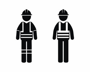 Construction worker icon vector silhouette illustration isolated on white background