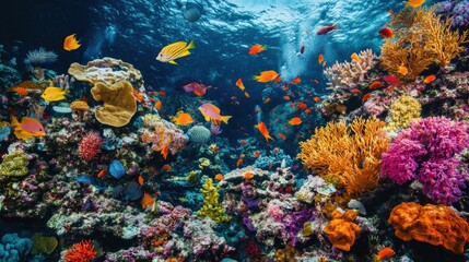 Fototapeta premium Vibrant coral reef teeming with life (1)