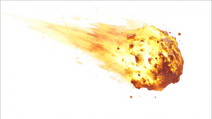 Meteor impact explosion in outer space minimal on white