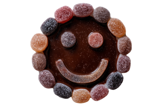 Smiley faces made with candy and chocolate