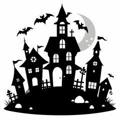 halloween castle vector illustration