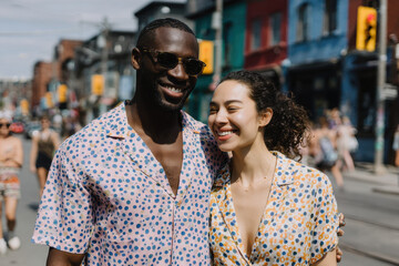 stylish urban portrait featuring matching models showcasing street fashion with coordinated outfits