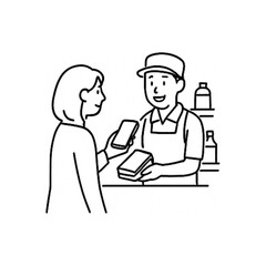 モバイル決済シーンのイラスト１