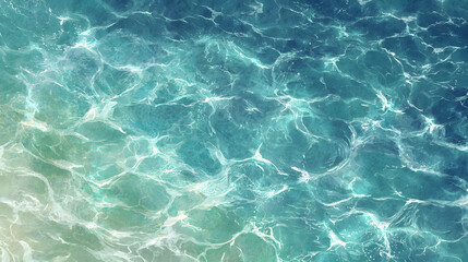 Obraz premium top-down view of clear crystal-blue water with gentle ripples and soft green hints in dreamy high-resolution fantasy art style with painted textures