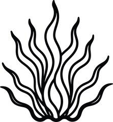 Seaweed Outline Vector Illustration on White Background