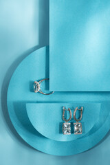 Close-up of jewelry on colored paper