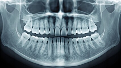 Diagnostic dental image revealing the intricate structure of teeth and surrounding bone, suitable for explaining treatment plans or showcasing advanced dental technology