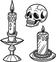 Vector illustration of a burning candle with a bright flame, perfect for holiday decoration or a festive design