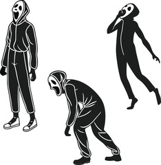 Black vector silhouette illustration of a man and woman couple dancing with fun and art