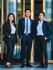 Fototapeta premium Two handsome and one nice female,