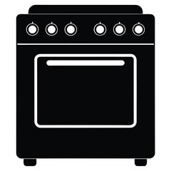 Obraz premium Modern Black Electric Range with Oven Kitchen Appliance Icon