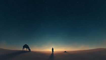 Silhouette of Person at Dawn Under Starry Sky