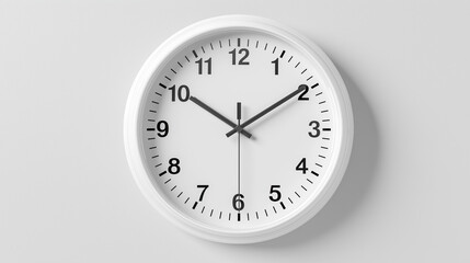Simple white wall clock on a minimalist background