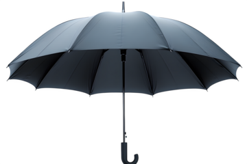 Basic black umbrella in closed position isolated on white background