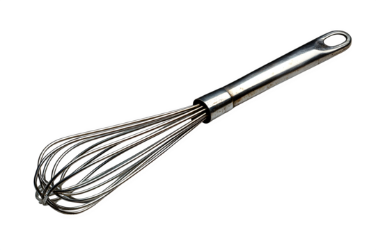 Basic metal whisk with looped wires isolated on white background