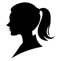 An elegant Vector illustration. Silhouette of a woman in profile on white background.
