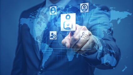 Business Network Technology with Global Connectivity Digital Concept Background