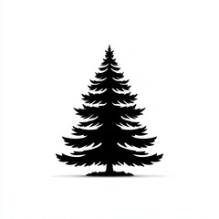 Silhouette of a pine tree displayed against a plain background showcasing its distinct shape and foliage