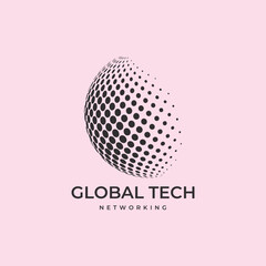 Adobe Illustrator Artwork Global Tech Networking Logo with 3D Sphere  