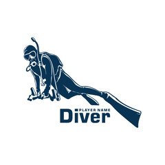 Diver logo design vector. Silhouette Diver Template Illustration