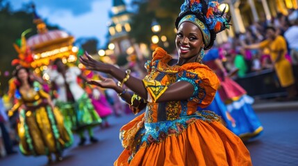 Vibrant Parade with Dynamic Performers in Costumes