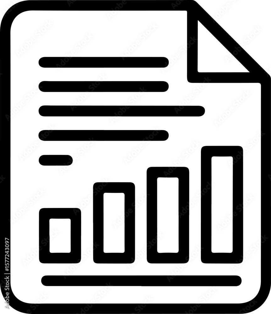 Poster document icon with bar graph showing upward trend and text lines
