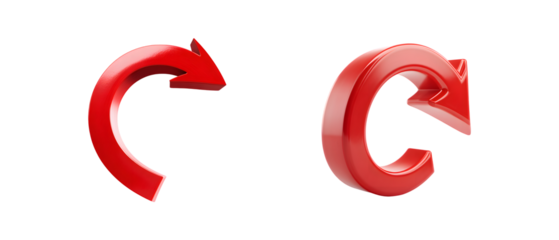 Curved Arrow Icon in Various Colors, Perfectly Isolated on White Background, PNG Cutout