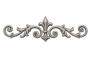Ornate metallic fleur-de-lis embellished with curving leaves, creating elegant heraldic border pattern
