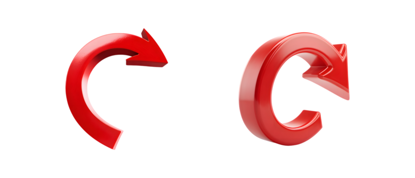 Curved Arrow Icon in Various Colors, Perfectly Isolated on White Background, PNG Cutout - Powered by Adobe