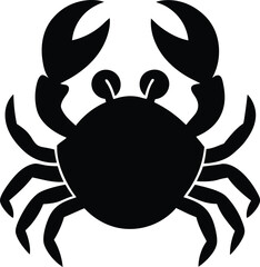 Black cartoon crab vector illustration on a white background