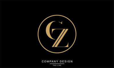 CZ, ZC, C, Z Abstract Letters Logo Monogram design Font Icon Vector