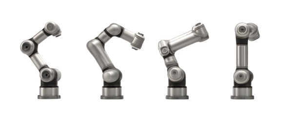 Isolated Photo-Realistic Detailed Four collaborative robots cob digital artwork, versatile design element, ideal for print projects and web banners, creative projects, content creation