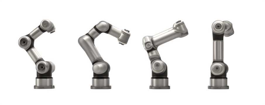 Isolated Photo-Realistic Detailed Four collaborative robots cob digital artwork, versatile design element, ideal for print projects and web banners, creative projects, content creation