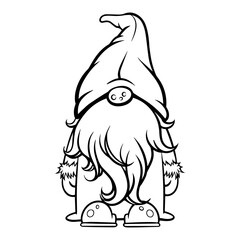 Gnome drawing with black lines on a white background