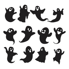 Halloween ghost silhouette illustration, horror festival day vector