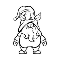 Gnome drawing with black lines on a white background