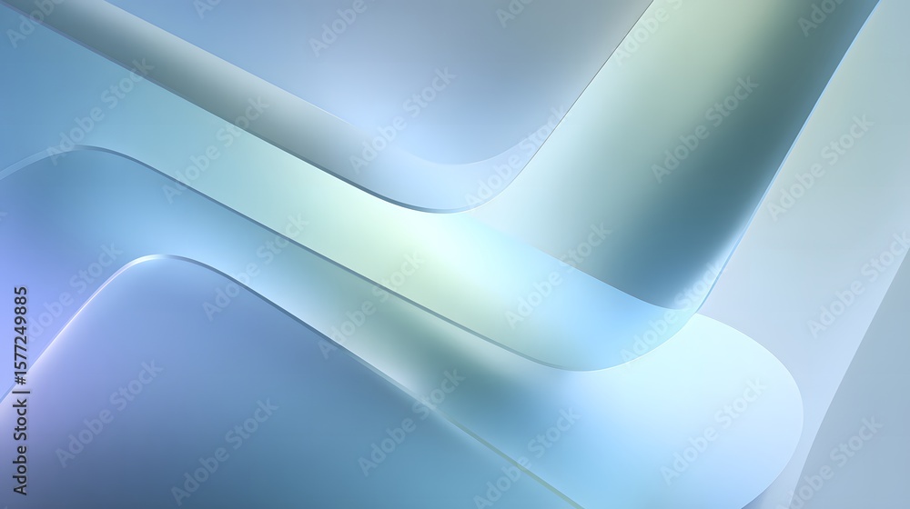 Poster abstract curved forms in soft blue and white gradient