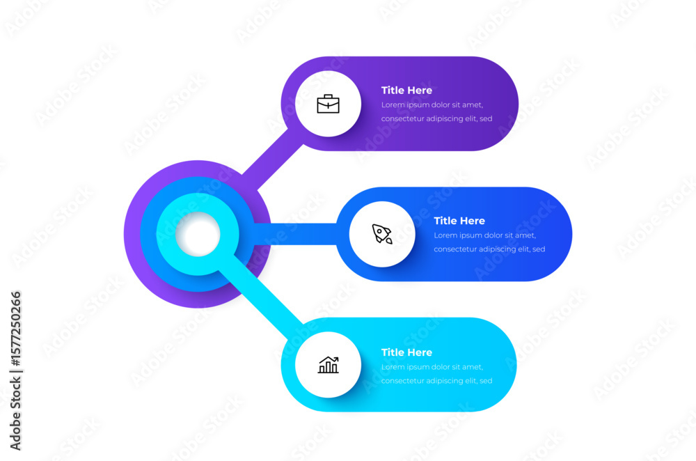 Poster infographic with three connected sections, ideal for visually representing modern concepts, business
