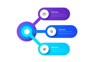 Infographic with three connected sections, ideal for visually representing modern concepts, business data, or educational information. Features gradient colors and icons for customization