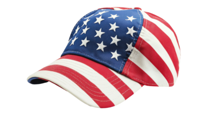 American Cap Representing Patriotism and National Identity Isolated on White Background