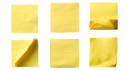 Single Yellow Sticky Note for Office and Personal Reminders Isolated on White Background