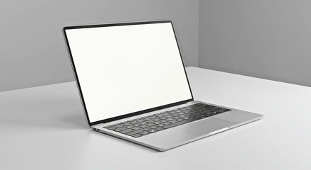 Sleek Laptop Display Open Device on a Minimalist White Surface for Modern Productivity and Technology Showcase