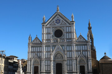 f church of Santa Croce with large circular central rose window in Florence in central Italy