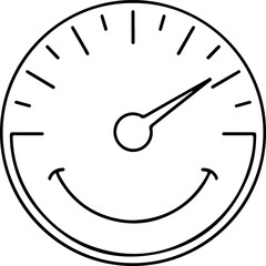 Happy smiley face meter showing high performance and positive emotion
