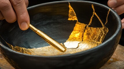 Gold leaf on a cracked bowl