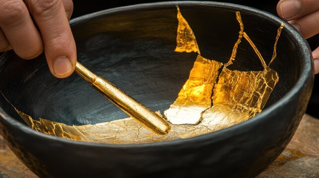 Gold leaf on a cracked bowl